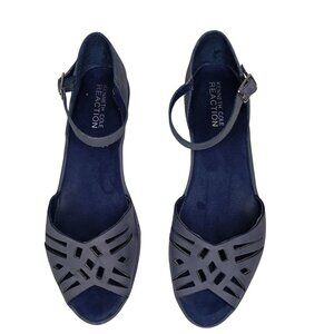 Kenneth Cole Reaction Sandals Womens Blue Cutout Wedge With Ankle Strap Size 8M